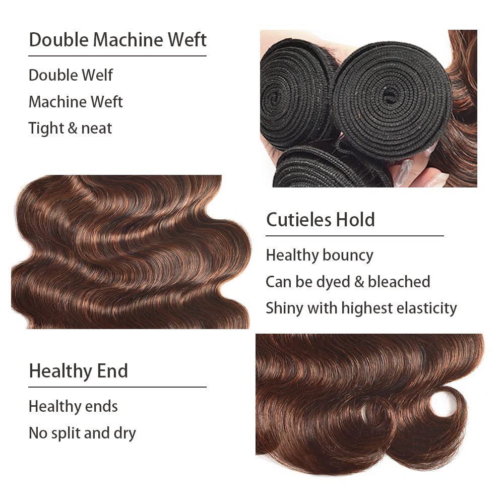 Lakaisa P4/30 Highlight Brown Body Wave Human Hair Bundles 32 Inch Doubles Weft 100% Unprocessed Glueless 1 Bundles 100g Human Hair Extension For Woman - Image 3