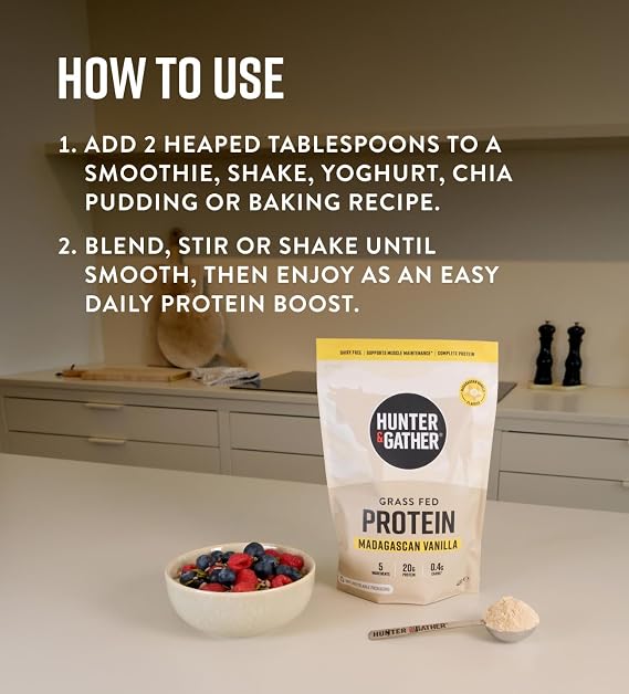 Hunter & Gather Vanilla Grass-Fed Beef Protein Powder 400g | 20g Protein