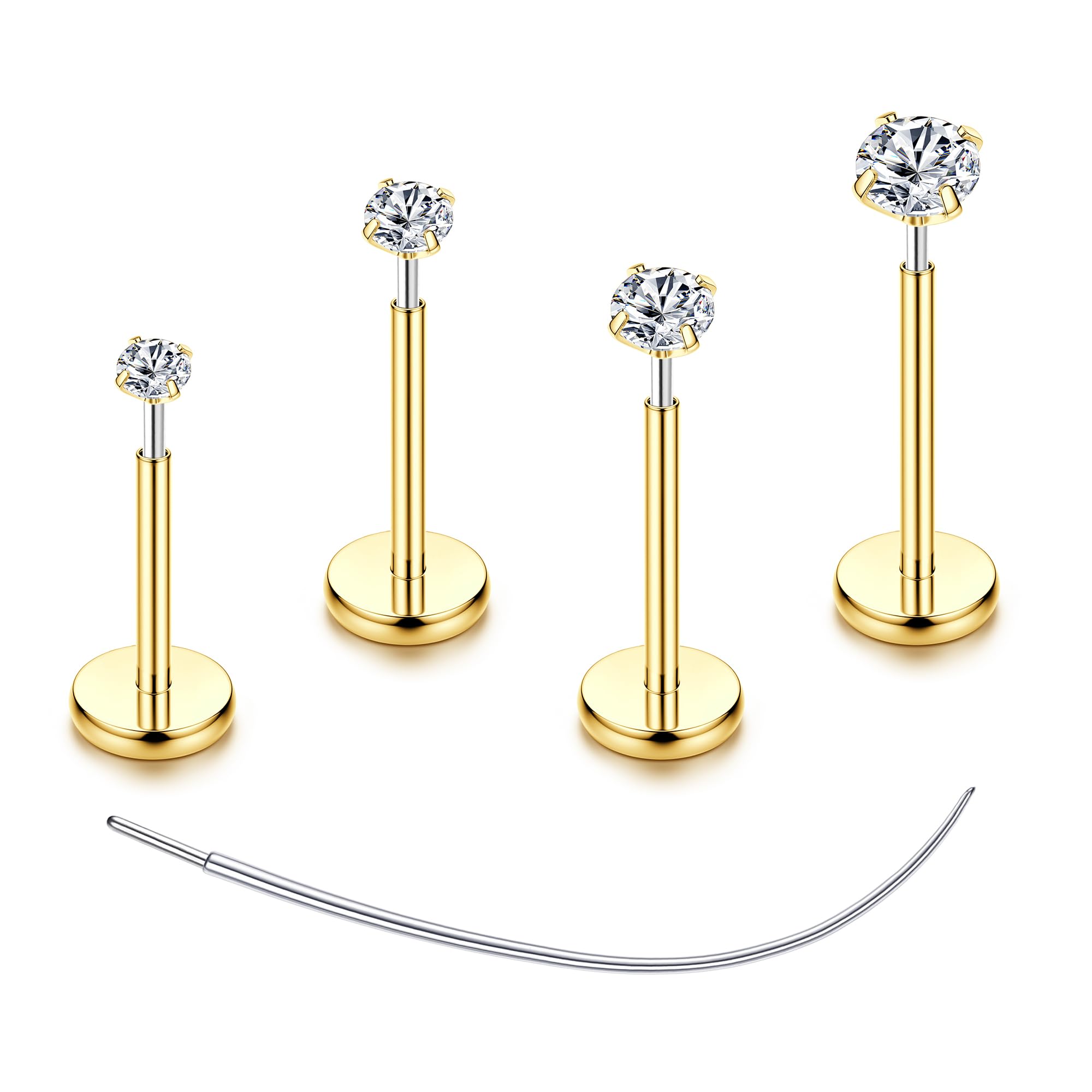 Chriscoco 4-8 sztuk G23 Titan Helix piercing do nosa, wargi, tragus, conch, labret, meduza, złoty, srebrny, do chrząstki, 16 g/18 g/20 g