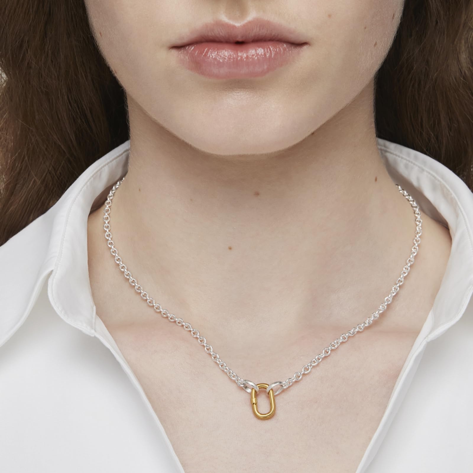 TOUS Anilla Pequeña para Mujer con Baño de Oro 18 Kt sobre Plata de Primera Ley, Colección Hold Oval