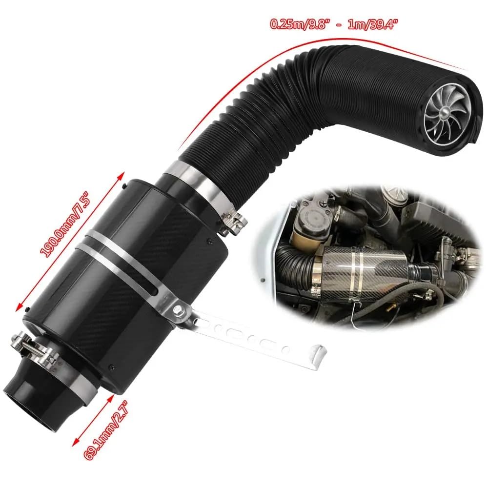 Filtro de Entrada de Aire para Coche Kit de inducción de alimentación en frío de fibra de carbono universal Tubo de filtro de aire de inducción