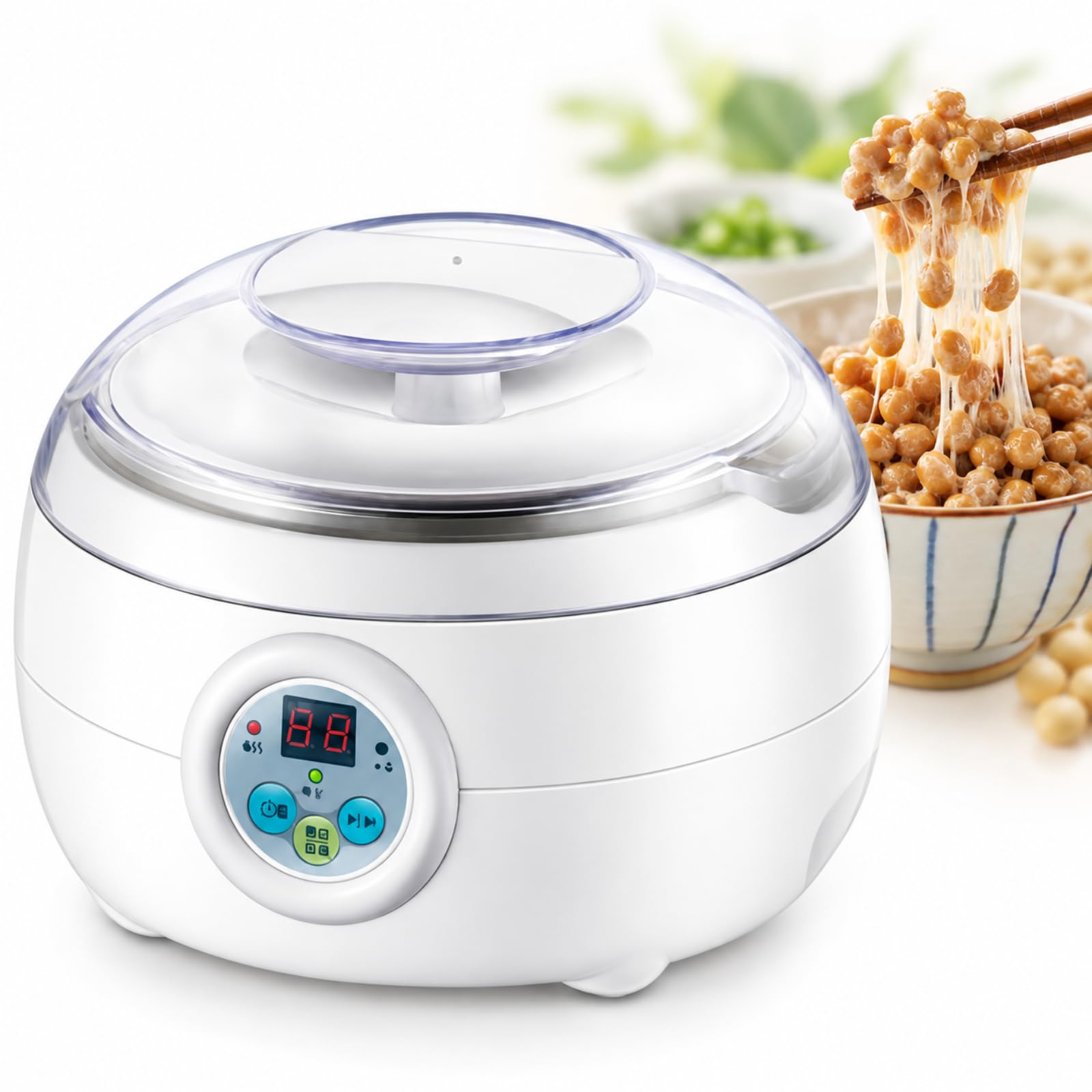 Inteligentna Maszyna Do Fermentacji Natto, Maszyna Do Jogurtu Natto I Zestaw Do Wypieku Chleba Na Zakwasie, Cyfrowy Timer 1,5 L, Wewnętrzny Pojemnik Ze Stali Nierdzewnej Do Fermentacji W Domu