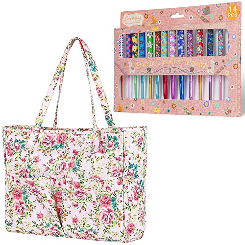 Coopay 14pcs New Warm Crochet Hooks for Beginner Crochet Hook Set & Knitting Bag Craft Bag for DIY Lover, Traveling Cross Stitch Bag Crochet Bags
