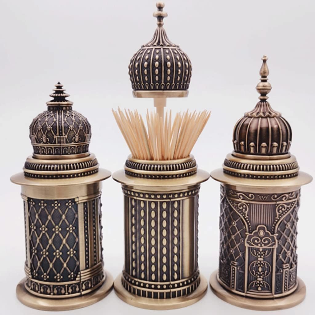 Ceramic Toothpicks Container ，Plastic Toothpick Case，Fashion Press Type Toothpick Holder Pop-Up Automatic Toothpick Dispenser Retro Toothpick Holder Storage Box Chic(Styel B)