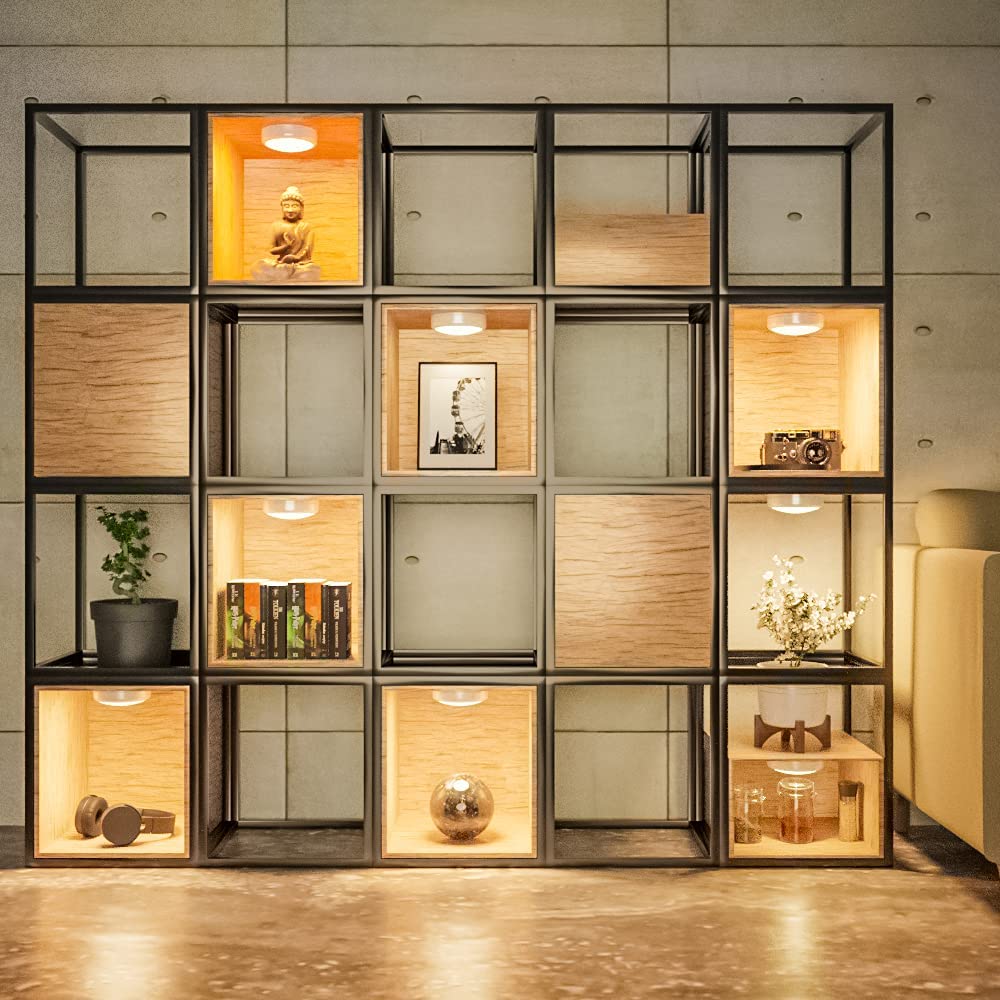 Puck Lights, 16 Colors Changeable Under Cabinet Lights Battery Powered dimmable LED Puck lightings Wireless Under Counter Lights, with 2 Remote Controls & Timing Function, 18 AA Batteries Includedâ€¦