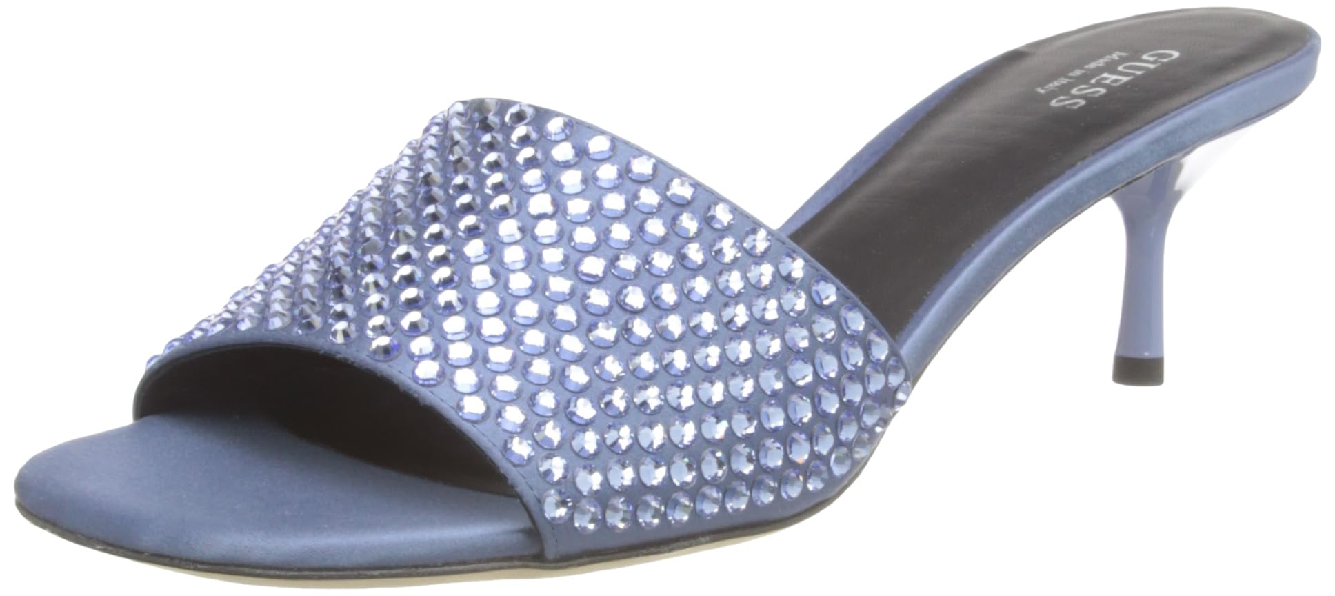 GUESS Women’s EUGY Stiletto Heel Sandal Suede Swarovski Blue UK 5