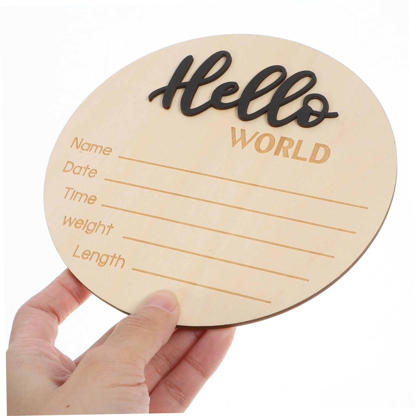 KOMBIUDA Newborn Name Sign Wooden Birth Announcement Board Baby Photography Props Round Baby Monthly Birth Announcement Sign for Hospital