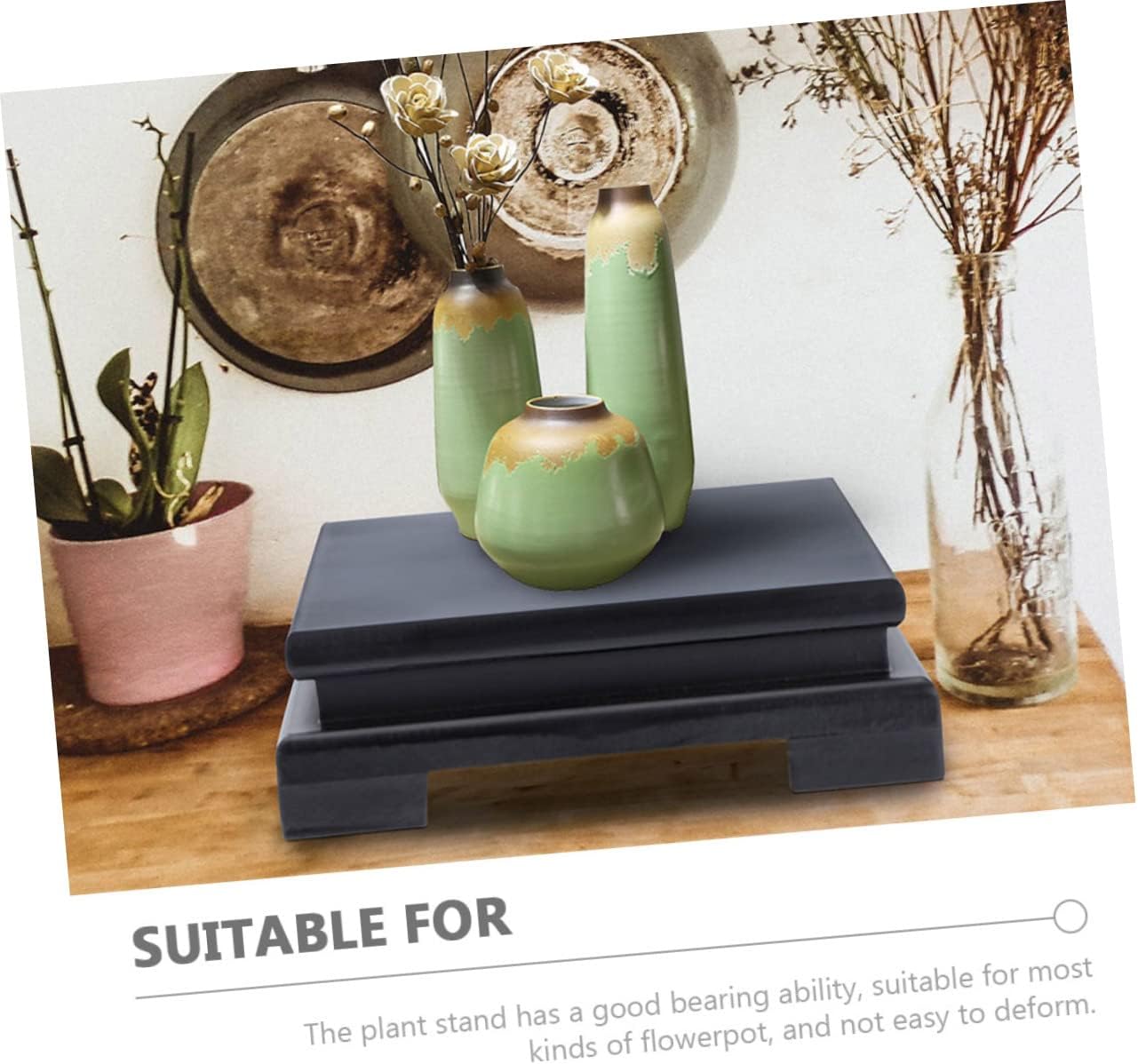 Wooden Plant Stand Riser Rustic Solid Wood Display Shelf for Crafts and Holders and Versatile Home Decor for Flower Pots