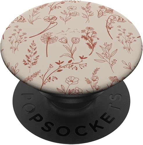 Miniatura 7 de PopSockets MagSafe PopGrip con diseño estético de flores silvestres beige marrón para iPhone