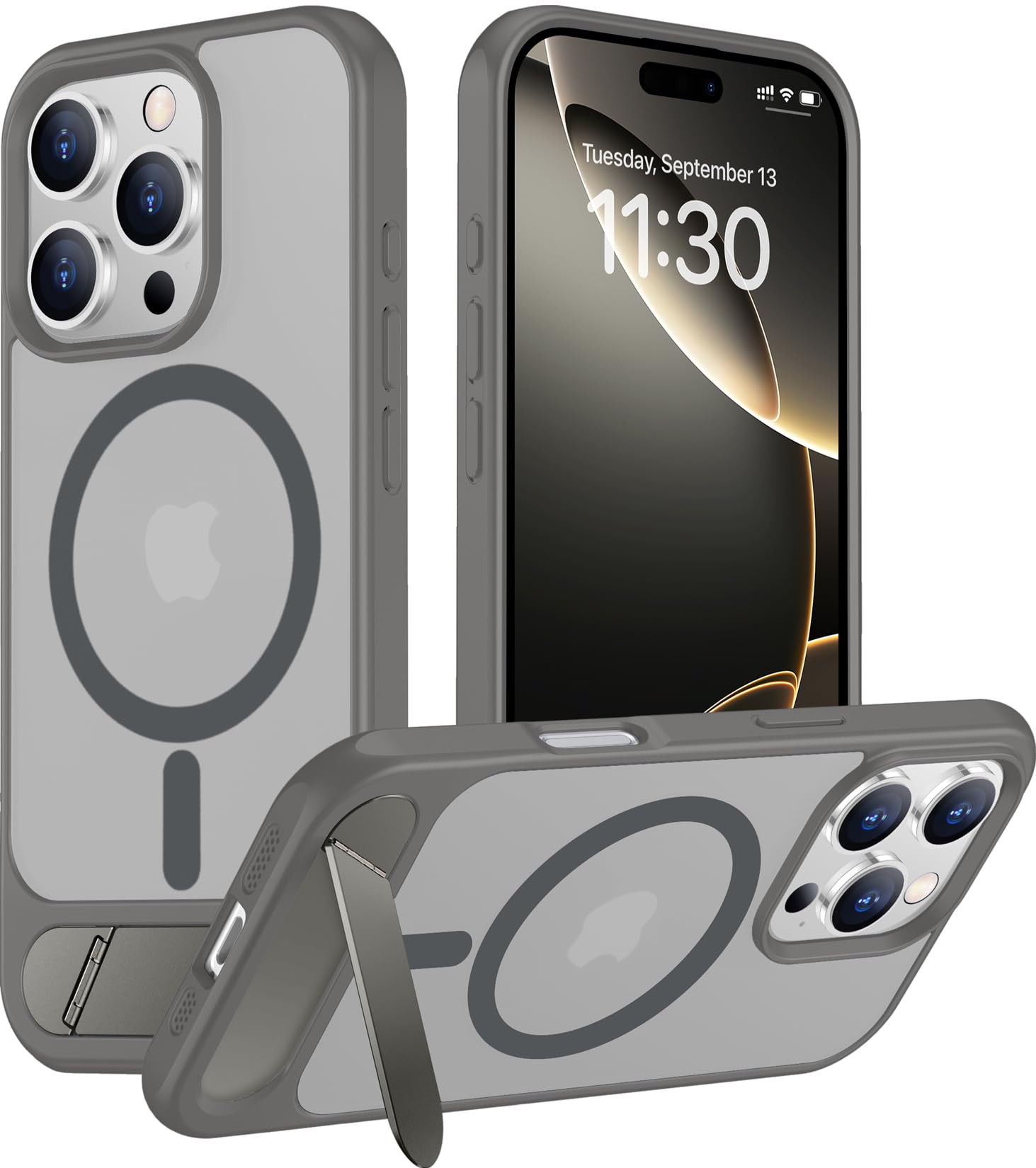 Temdan Magnetic Compatible with iPhone 16 Pro Max Case, [Built-in Invisible Kickstand][Compatible with MagSafe] [Military Grade Shockproof] Slim Translucent Matte Phone Case for iPhone 16 Pro Max 6.9"