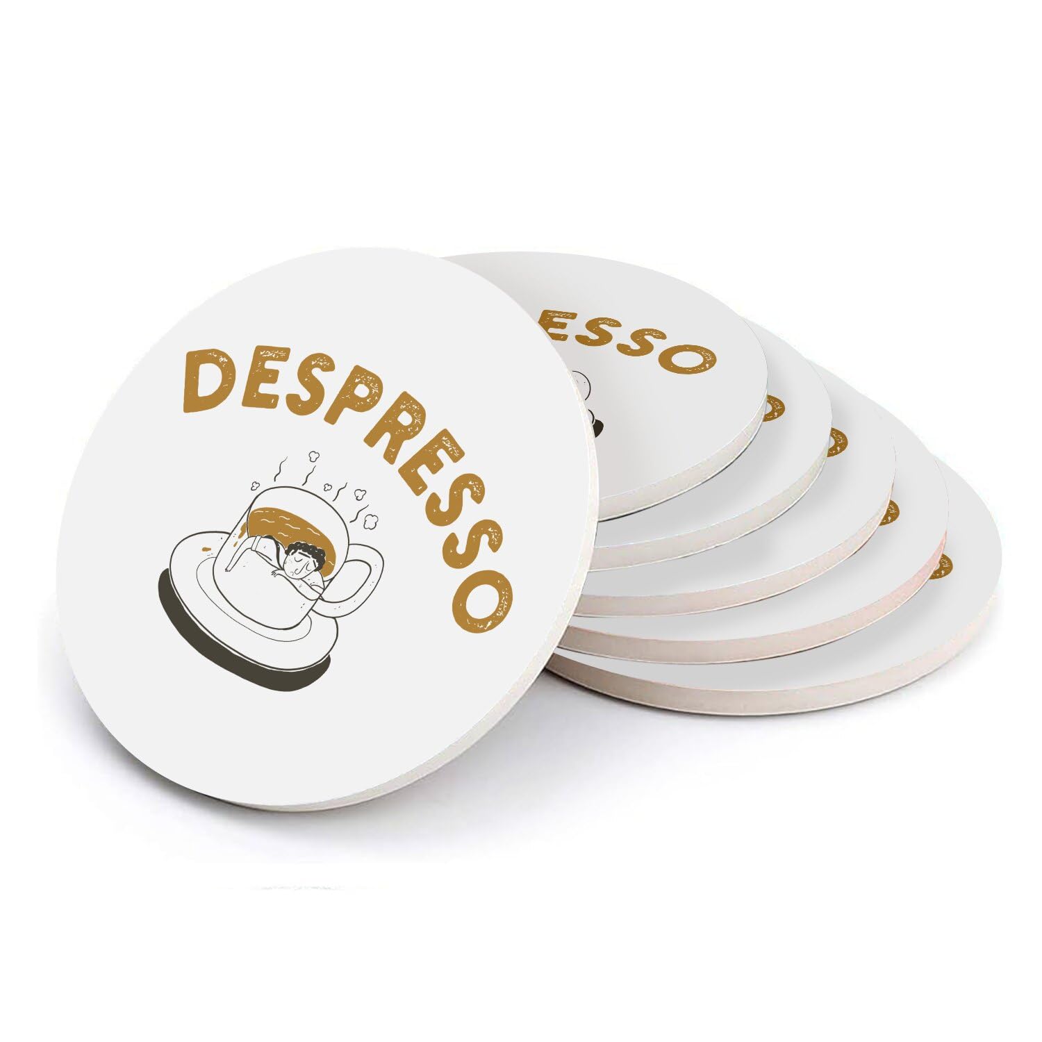 Sous verre ronds en céramique Despresso Café Tristesse Lot de 6 dessous de tasse 108mm