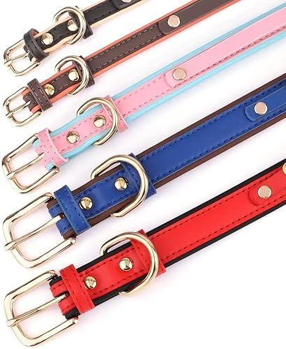 Miniatura 3 de Beirui Collares de perro personalizados con letras brillantes de imitación para nombre de mascotas, collar de perro de piel sintética acolchada