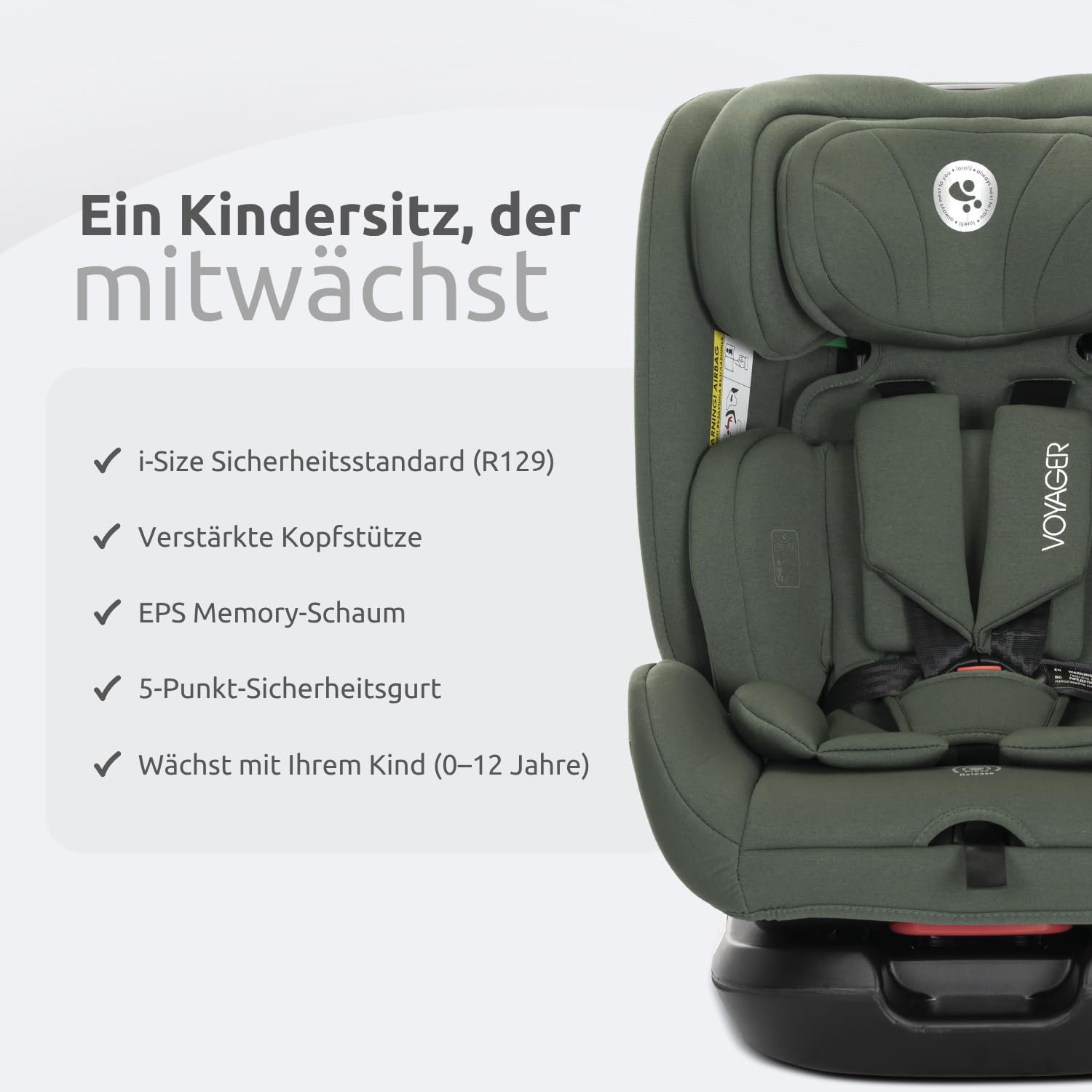 Lorelli Fotelik dziecięcy rosnący wraz z dzieckiem [bez Isofix] i-Size 40-150 cm, fotelik samochodowy dla dziecka Voyager, grupa 0+/1/2/3, fotelik samochodowy dla dzieci od urodzenia do 12 lat, 0-36