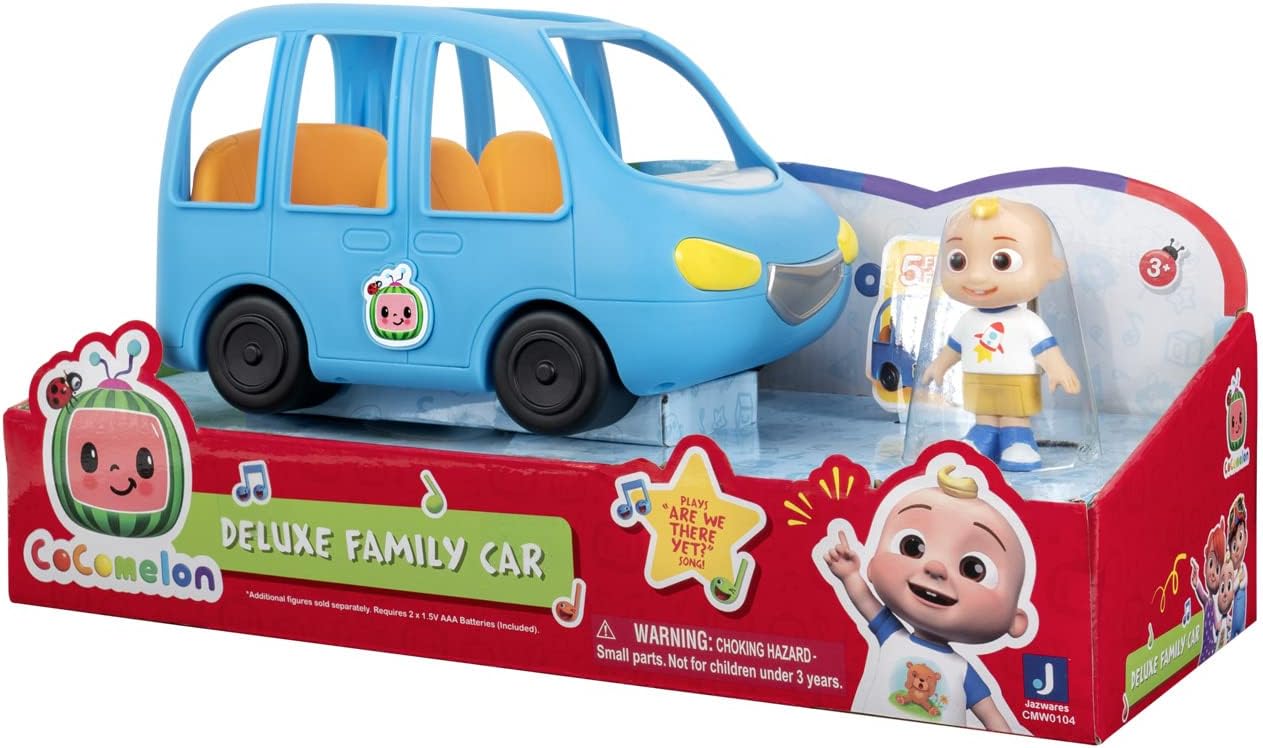 CoComelon Official Musical Vehicle Collection School Bus, Family Fun Car, Alphabet Train, Musical Train & Tractor Toys (Family Fun Car)