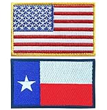 stidsds 2 Pack American US Texas Flag Patch USA Texas State Flags Embroidered Patches United States Flags Military Tactical Patch for Clothes Hat Backpacks Pride Decorations
