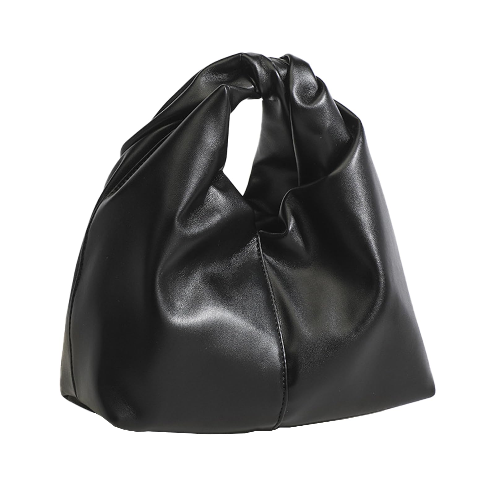 Women's Twist Top Magnetic Closure Ruched Cloud Handbag Soft Leather Y2K Hobo Evening Bags for Shopping Traveling Dating