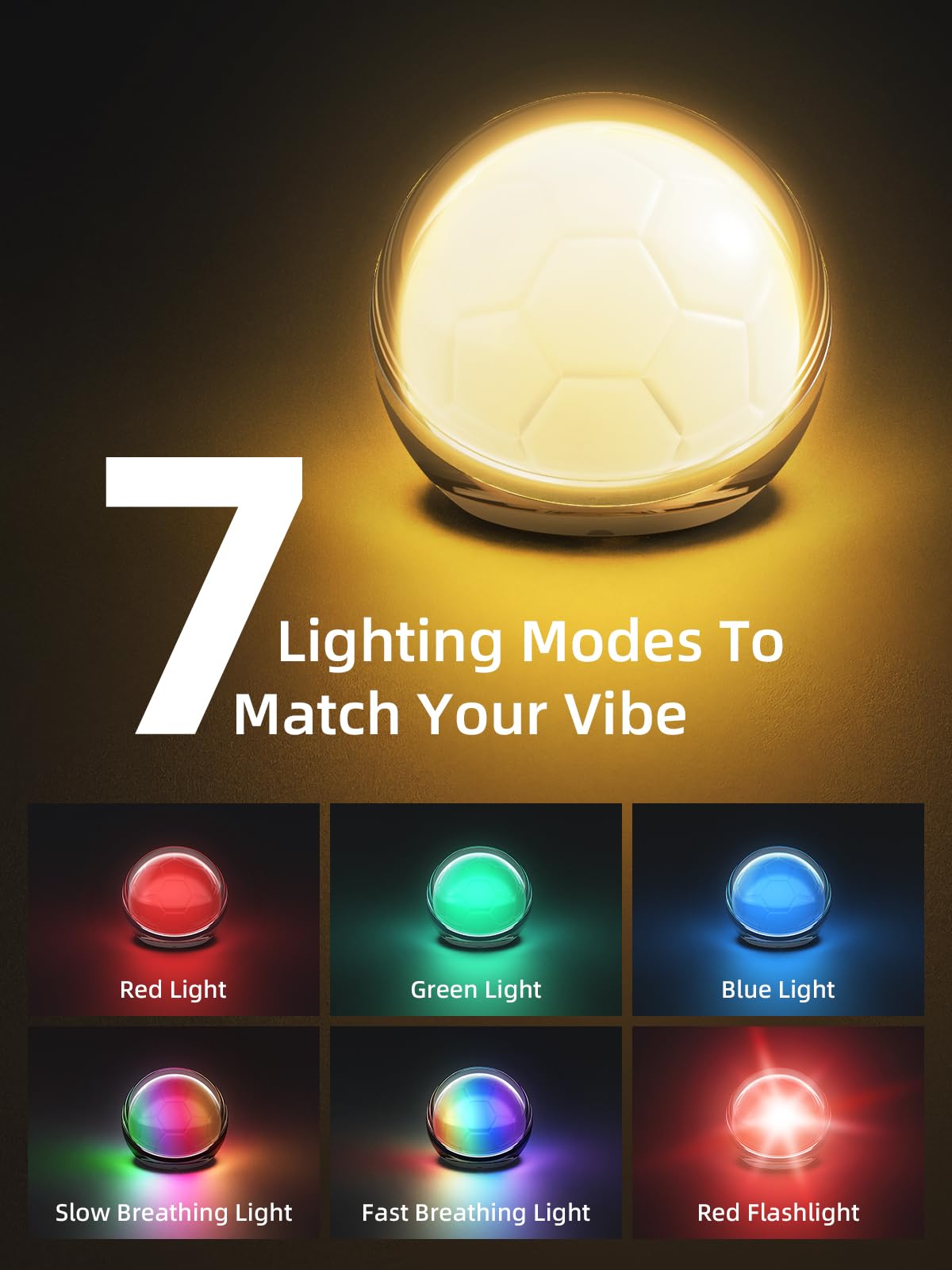 Smiling Shark Campeggio de Lampada, 2 Pezzi LED Camping Lantern USB Ricaricabile RGB e Luce Bianca Calda Pallone da Calcio Portatile Campeggio Luce con Gancio per Escursionismo Picnic Emergenza