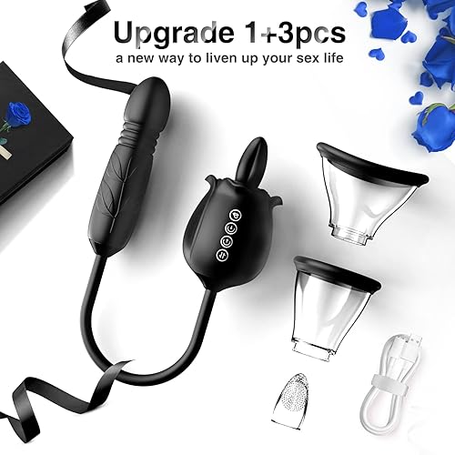 Miniatura 7 de Juguete sexual de rosas para mujer, juguetes sexuales 3 en 1 con 7 lenguas lamiendo y 3 vibradores de empuje, juguetes sexuales para adultos,