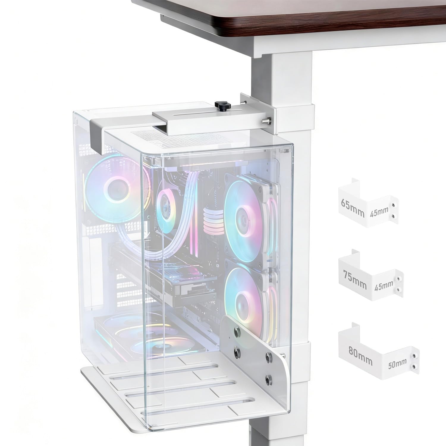 Support PC sous Bureau,Support pour PC Robuste de 20 Kg,Blanc