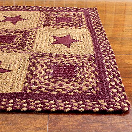 IHF Home Decor Applique Country Star Wine Braided Rug 20" x 30" to 8