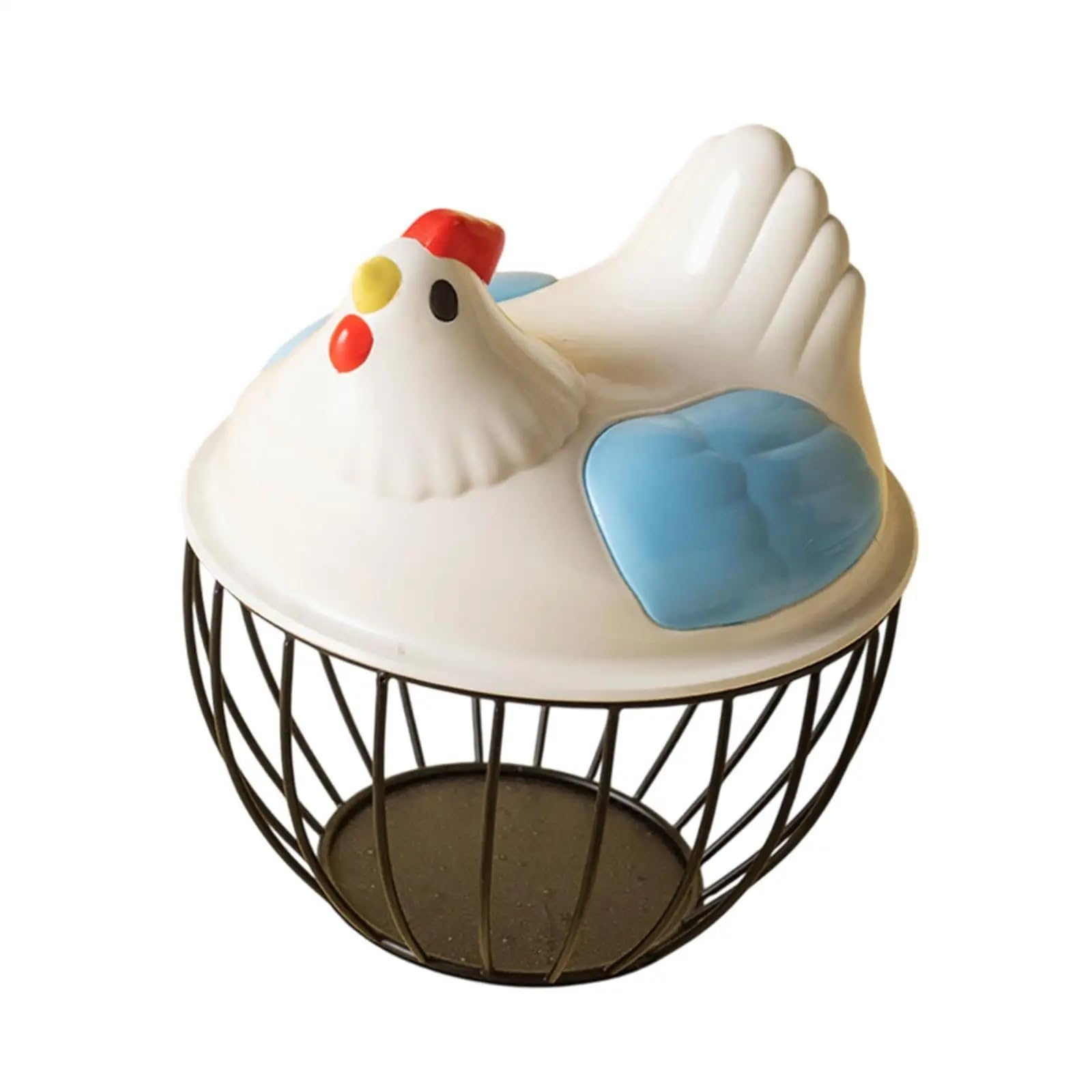Yonmledo Blue Black Stripe Chicken Egg Holder Metal Wire Basket For Storing Chicken Eggs, Portable Holder For Fresh Eggs(Blue Black Stripe)