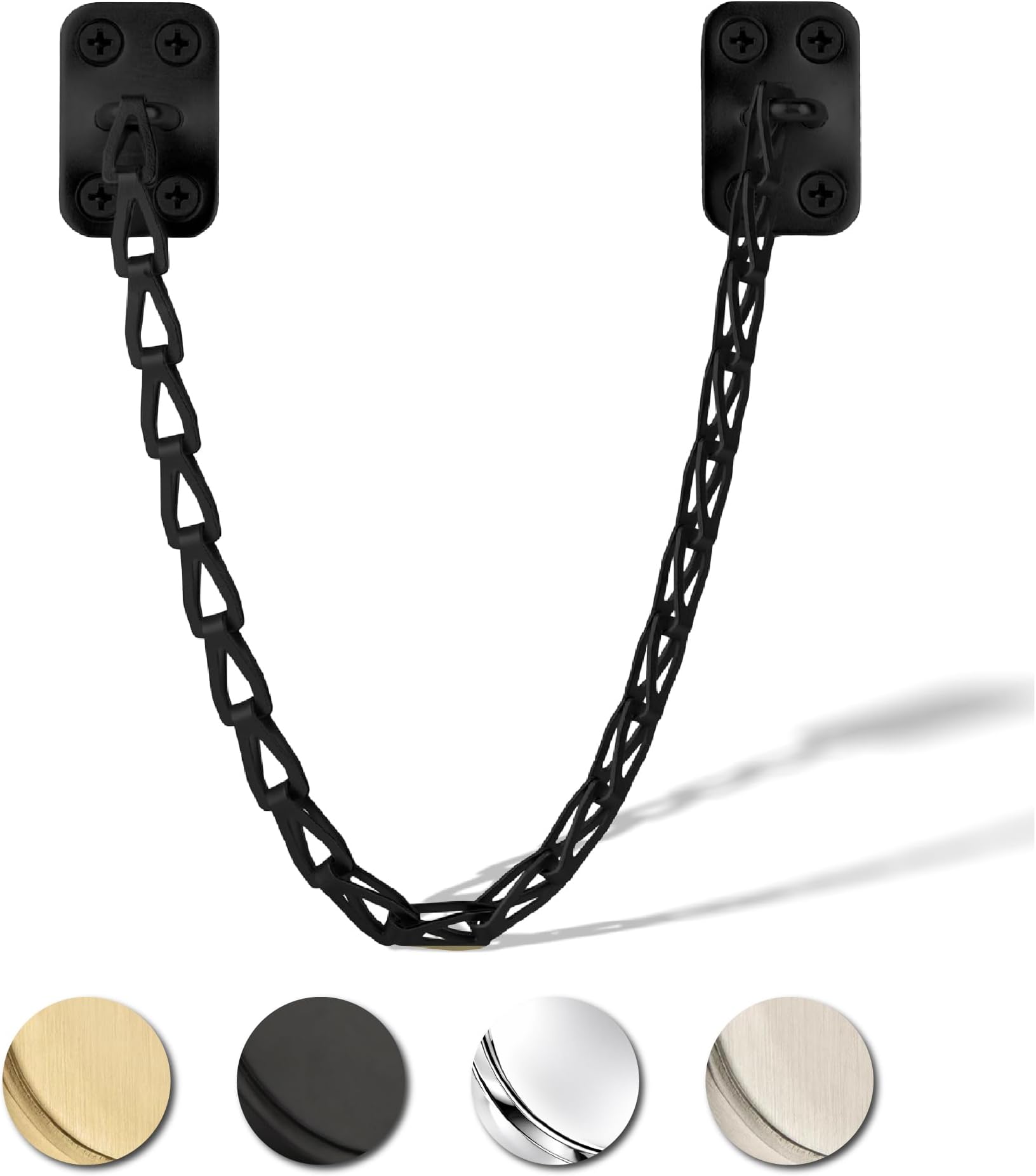 Mega Handles Transom Door Chain 12-Inch Stainless Steel, Window & Cabinet Door Limiter, Chain Lid Support for Trunks & Chests, Powder Coated, Screws Included - Matte Black