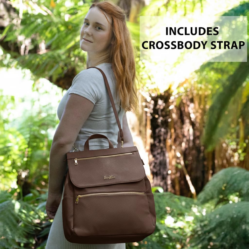 Vegan Leather Baby Backpack, with Front Zip Pocket (Chocolate) - Image 5