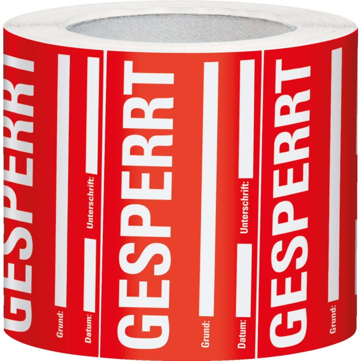 Etikett GESPERRT, beschriftbar, rot, Haftpapier, ablösbar, 148x74mm, 500/Rolle
