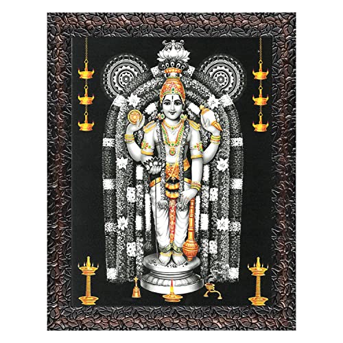 Image of Indianara Lord Guruvayurappan Painting (4307GBN) -Synthetic Fame, 10 x 13 Inch, Multicolor