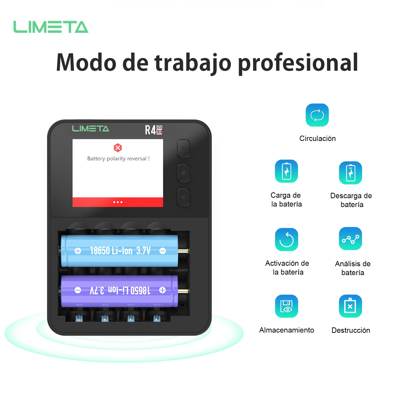 LIMETA Cargador de batería Inteligente AA AAA 6 Ranuras LCD más rápido 18650 Cargador de batería Tipo C QC3.0 de Salida de Litio con función de Carga y Descarga cíclica