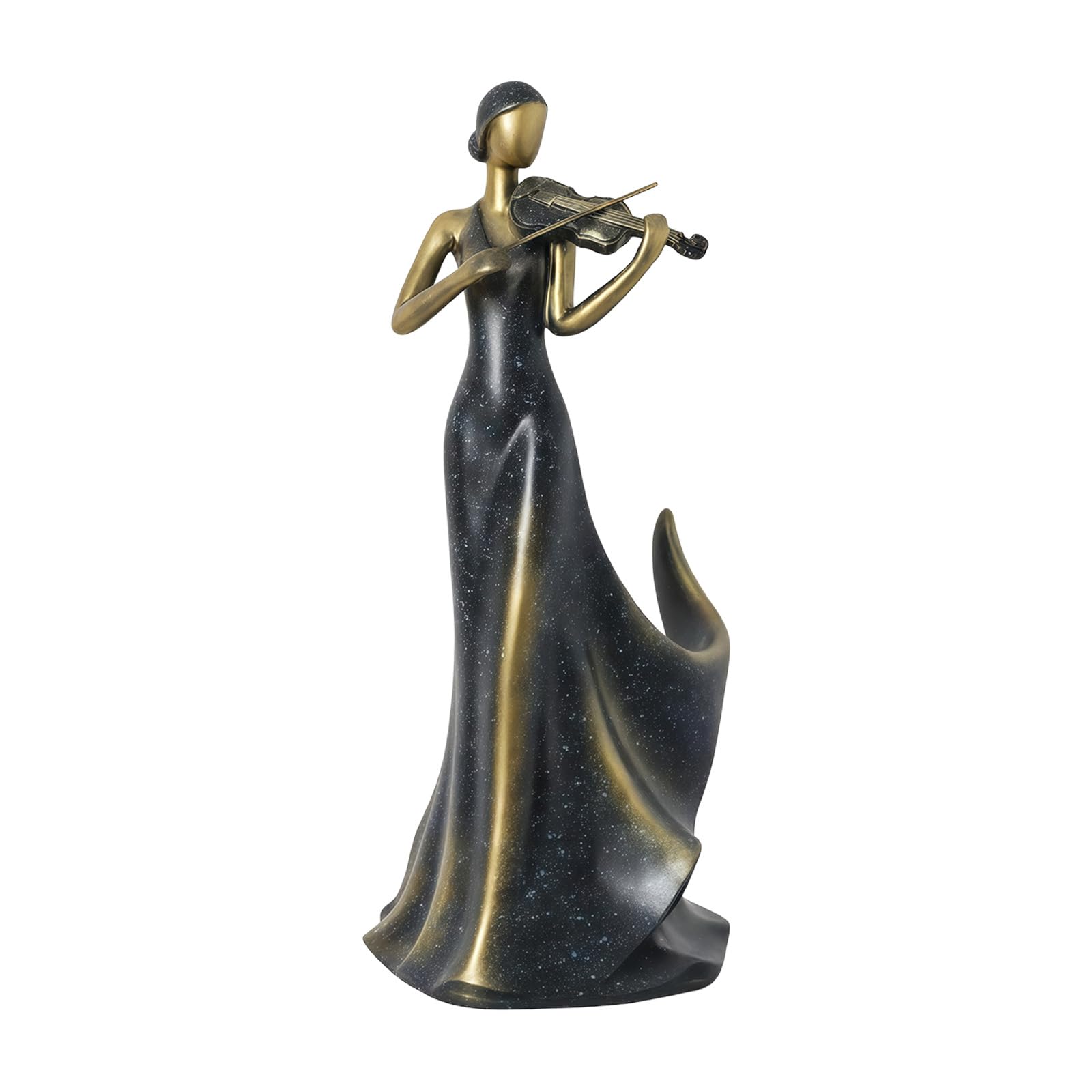 Home Bottle Display Stand, Violinist Wine Holder Statue in Resin with Smooth Black and Gold Finish for Tabletop Decor Accent Piece Violinist Wine Bottle Holder Resin Display Statue Tabletop Stand Base