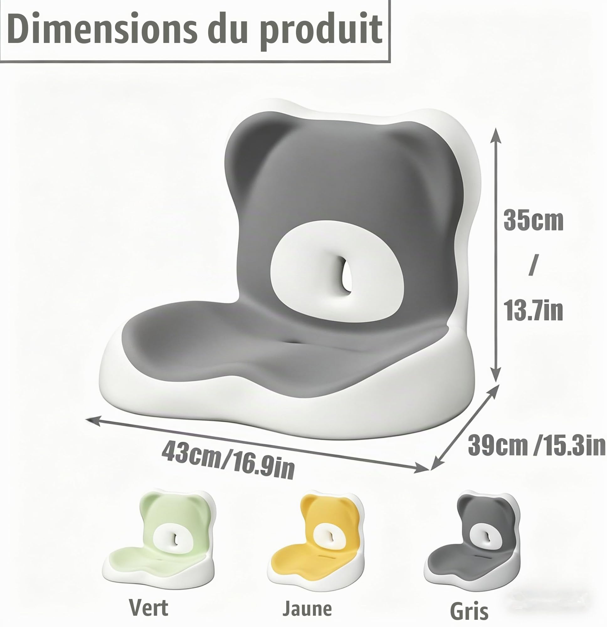 Coussin d'assise orthopédique avec Dossier, Grand Coussin d'assise Ergonomique en Mousse à mémoire de Forme, Coussin de Coccyx Confortable pour la Maison, la Voiture, Le Fauteuil Roulant et