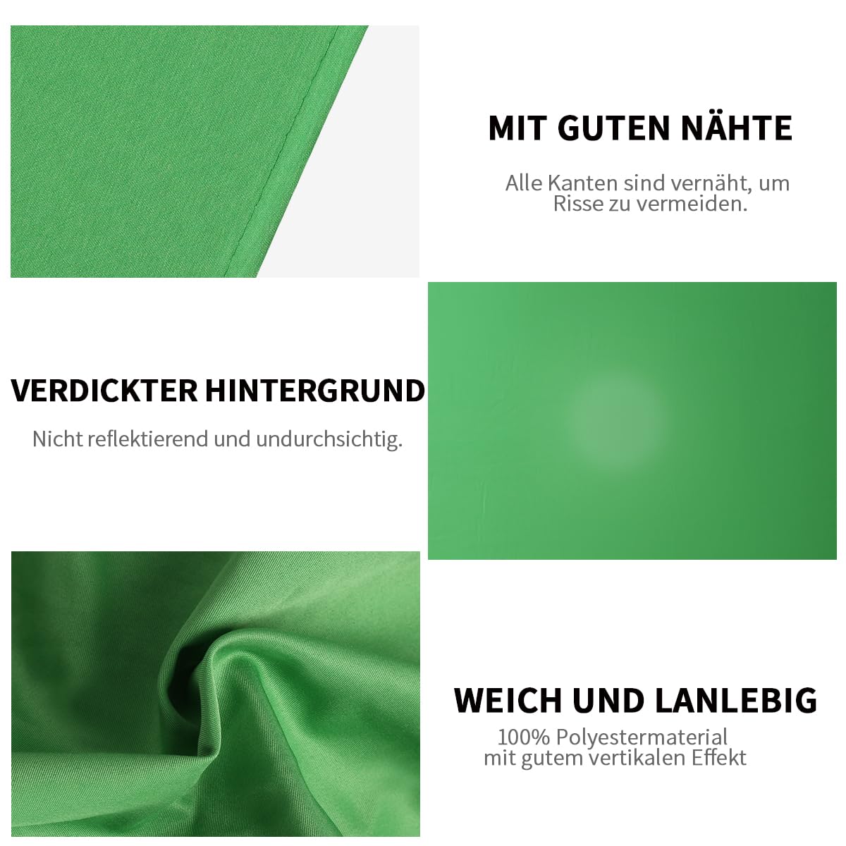 Grüner Bildschirm Hintergrundtuch mit Rädern, Keying Grüne Fotografie Polyesterhintergrund Studiofoto Tragbarer beweglicher Hintergrundstützrahmen für Live-Übertragung, Videospiele