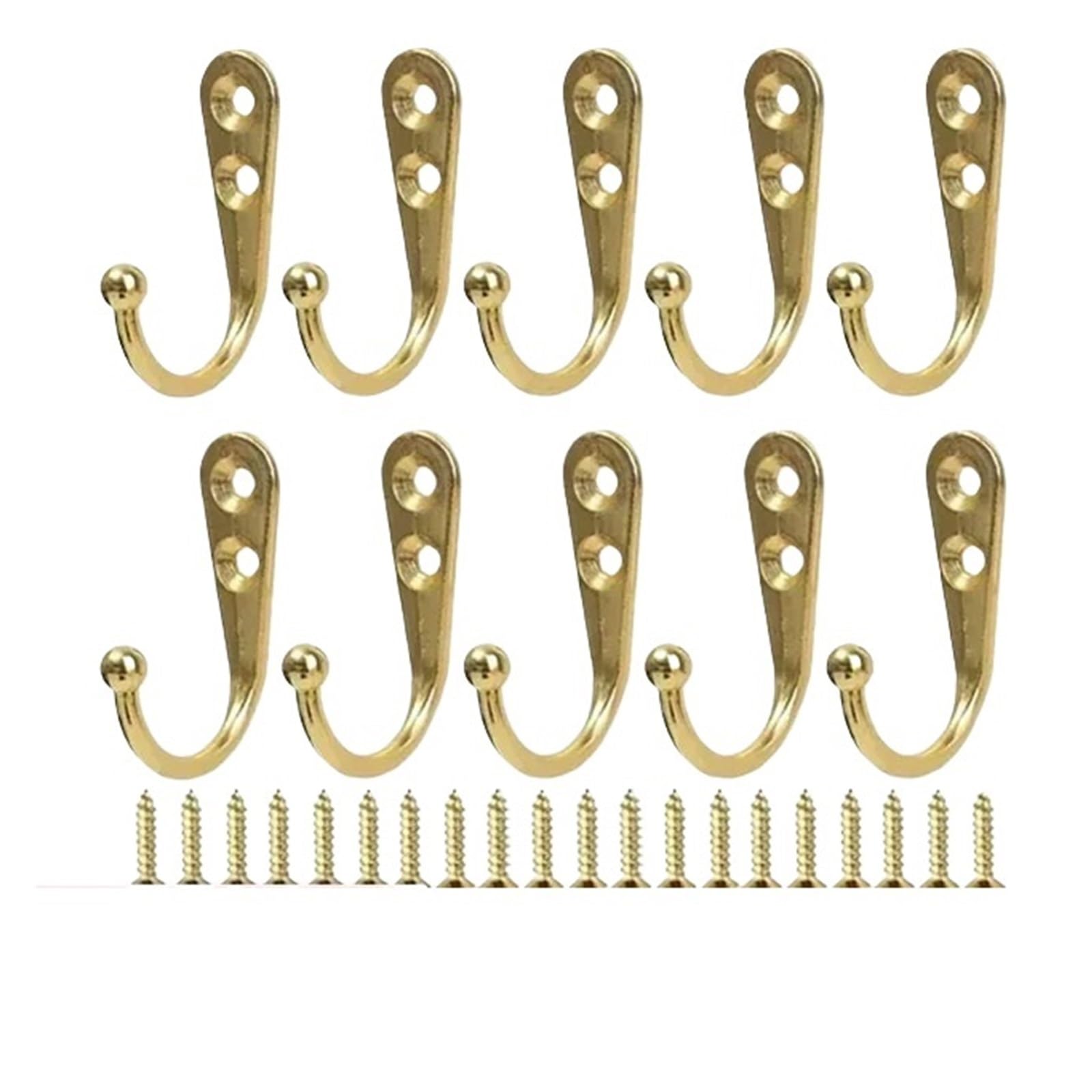 LUYSGBXR Hooks Alloy Hooks with Screws Wall Mounted Coat Hanging Hook Kitchen Bathroom Organizer Clothes Keys Storage Metal Rack Holder(Gold,1Set)