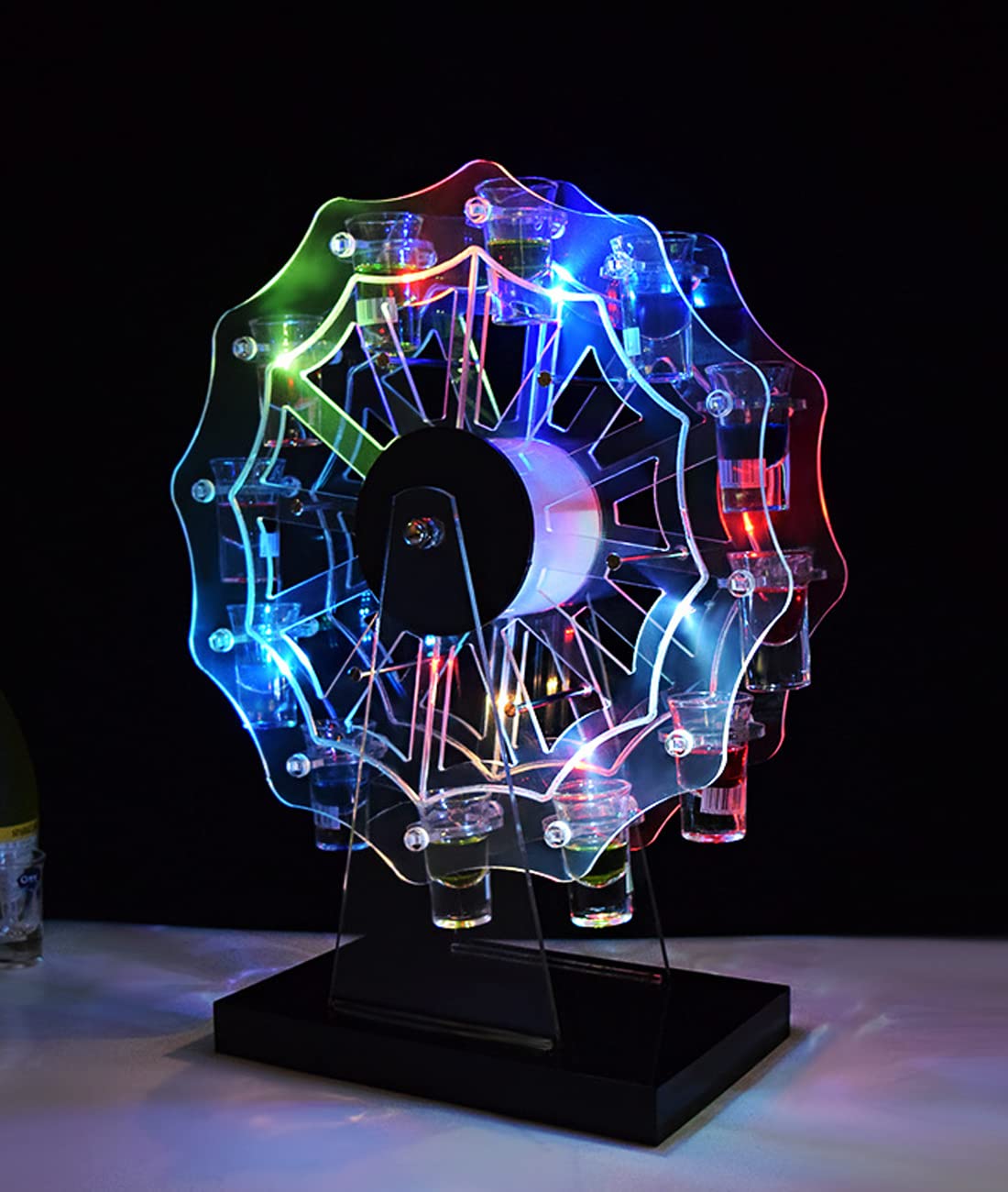 テキーラ観覧車★ホストご用達12ホールLEDリキュールグラス棚リキュールボトル棚 楽天市場】ワイングラス ホルダー テキーラ観覧車 LED酒ボトルの