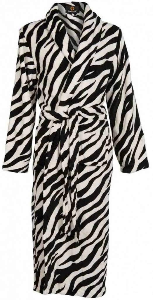Badrock Zebra Bademantel mit Namen Bestickt - Fleece - Tierdruck - Herren und Damen - Morgenmantel mit Stickerei personalisiert