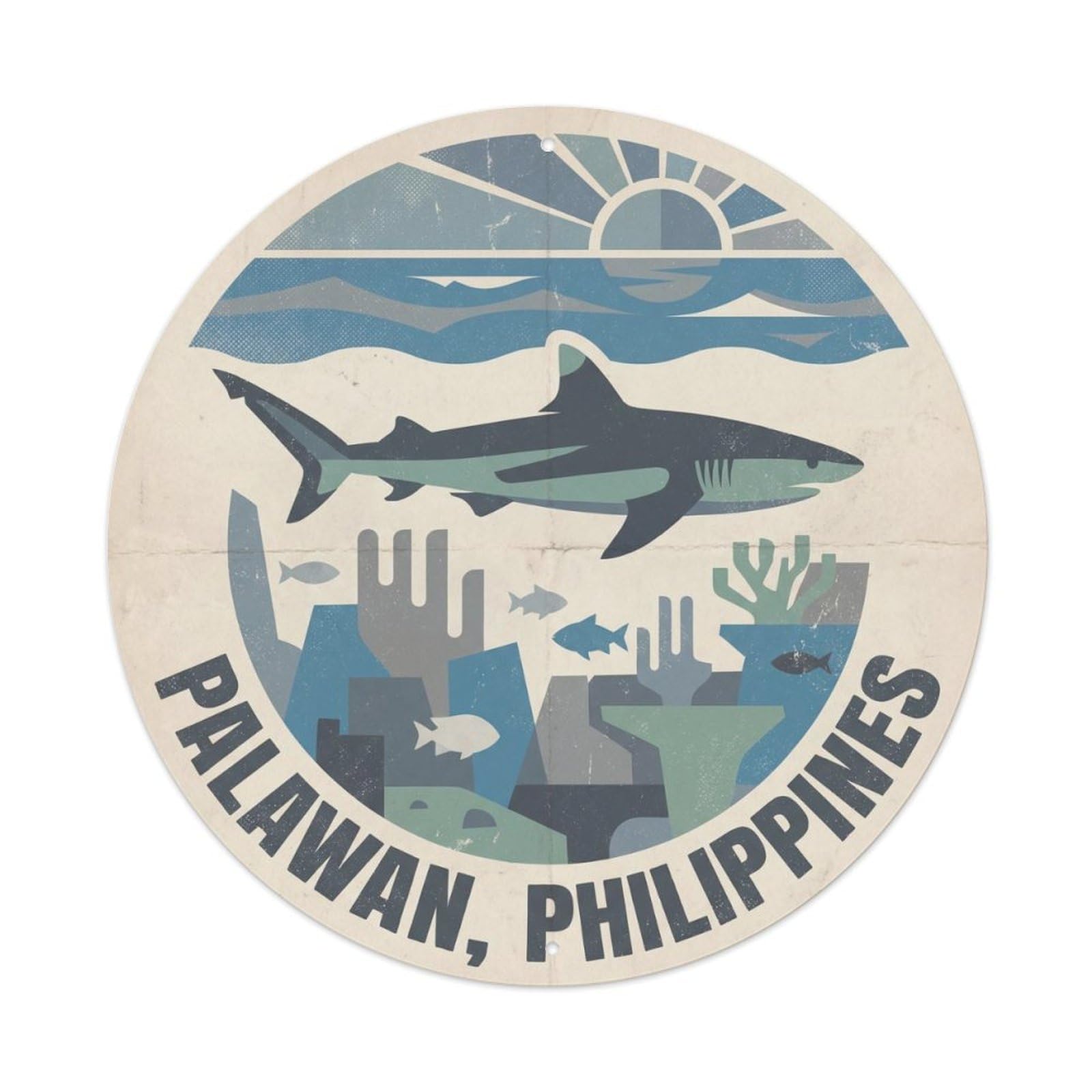 Tubbataha Reef Shark Ocean Wildlife Snorkeling Metal Tin Sign