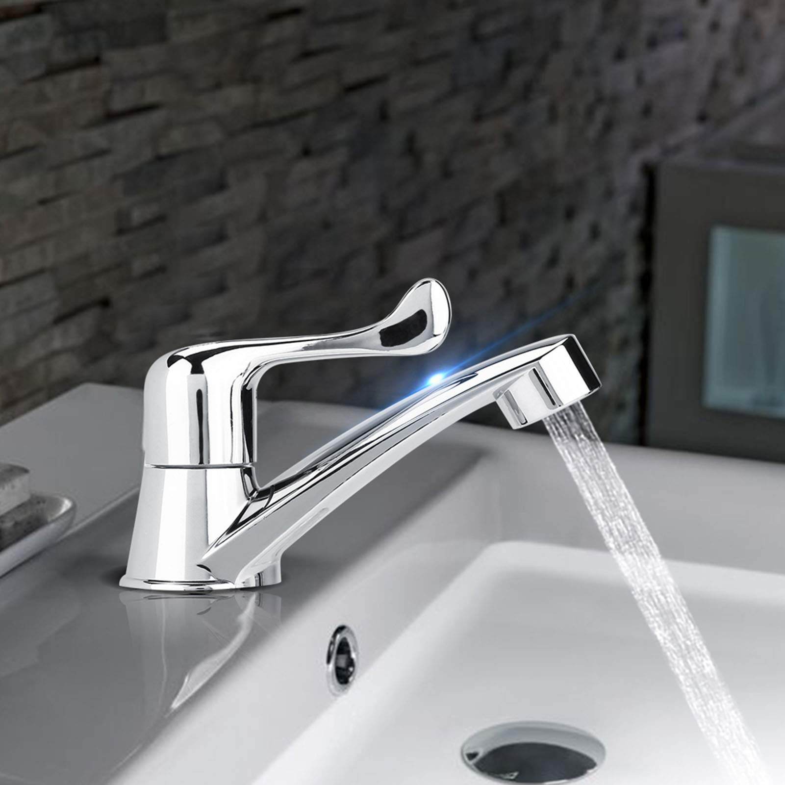 ABS Plastic Sink Water Tap Single Cold Type Faucet Inlet Thread Size G1 2 20mm for The Use — view 2