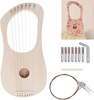 Vista 1 de CDIYTOOL Kit de bricolaje de 7 cuerdas de arpa de lira para hacer tu propia madera de bajo con llave de afinación de poste de cuerda