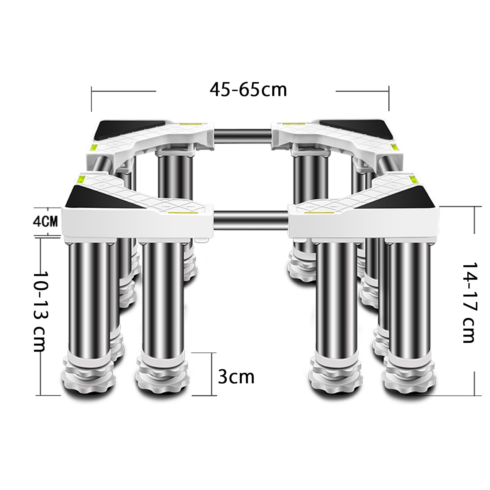 Waschmaschinen Untergestell Sockel für kühlschrank mit 12 Schwerlastfüßen Universal Verstellbare Trockner Sockel für Kühlschrank Waschmaschine Gefrierschrank Spülmaschine (White,Höhe:5.5-6.6in)