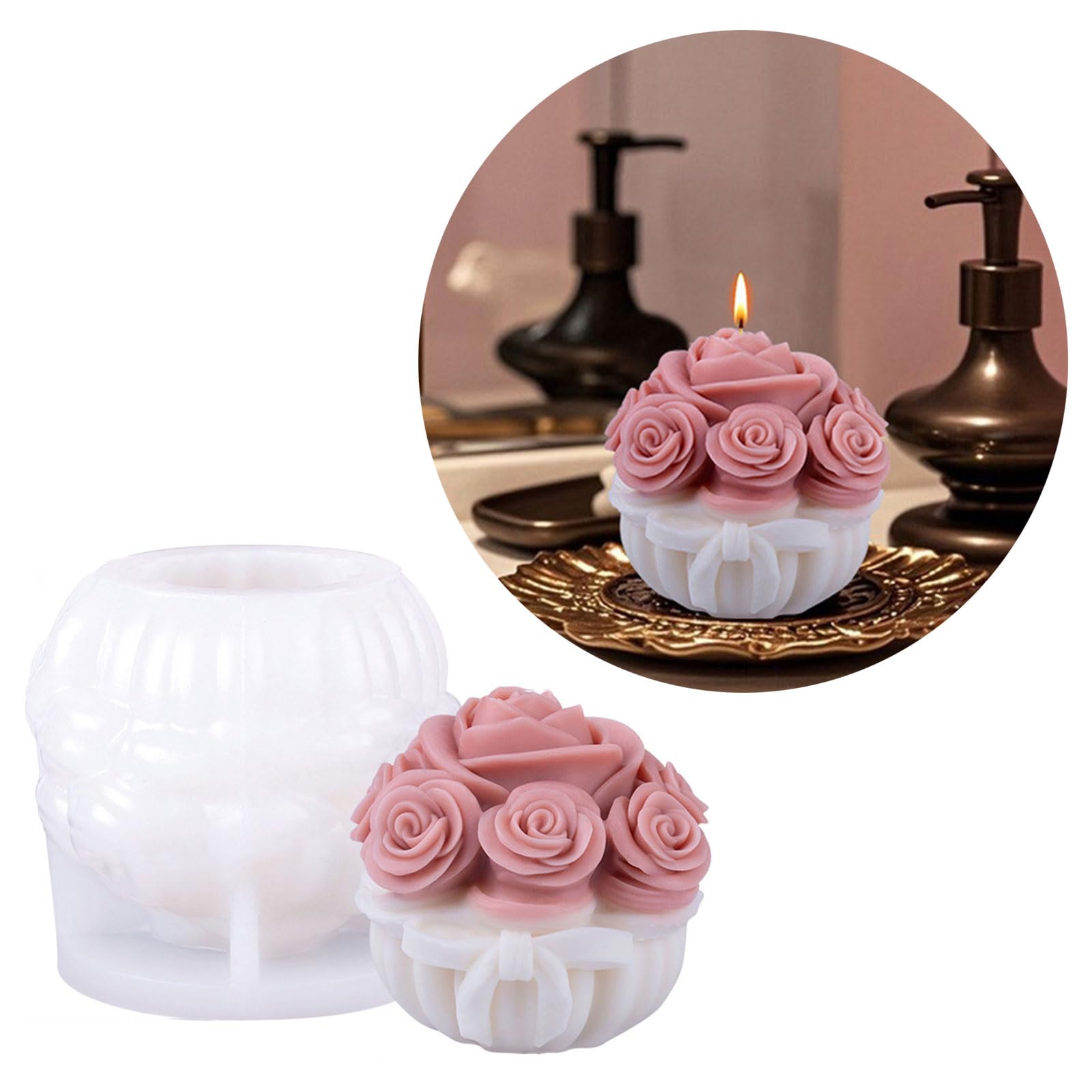 Molde de silicona para velas de flores, moldes de fundición hechos a mano, moldes de yeso, suministros de manualidades para decoración de bodas