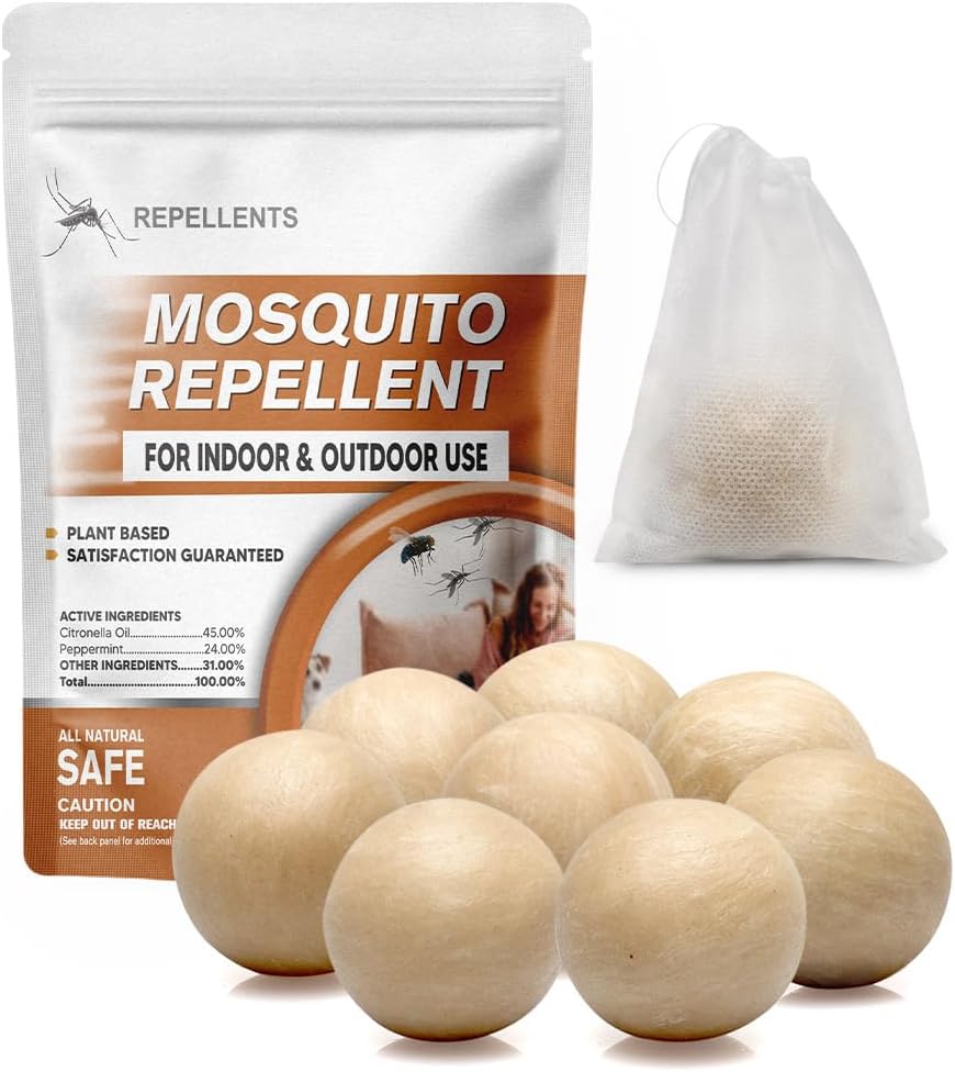 Mosquito Repellent Outdoor Patio, Mosquito Repellents Indoors, Natural Mosquito Repellent Balls, Mosquitoes Repellant for Yard/Camping, Mosquito Deterrent,120 ft2 and 60-90 Days-8P