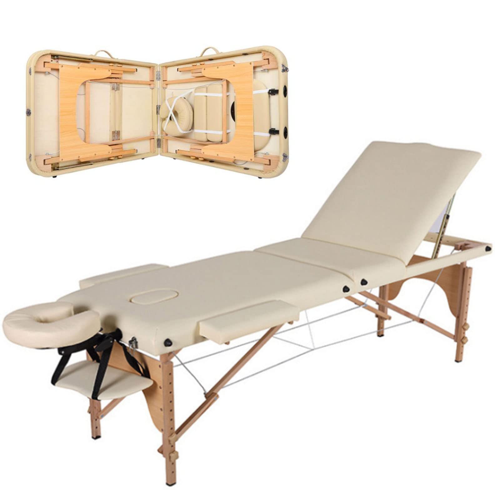 Massagetisch Tragbares Massagebett Spa-Bett Höhenverstellbare 3-teilige Klappcouch Gesichtswiege Salonbett Mit Tragetasche