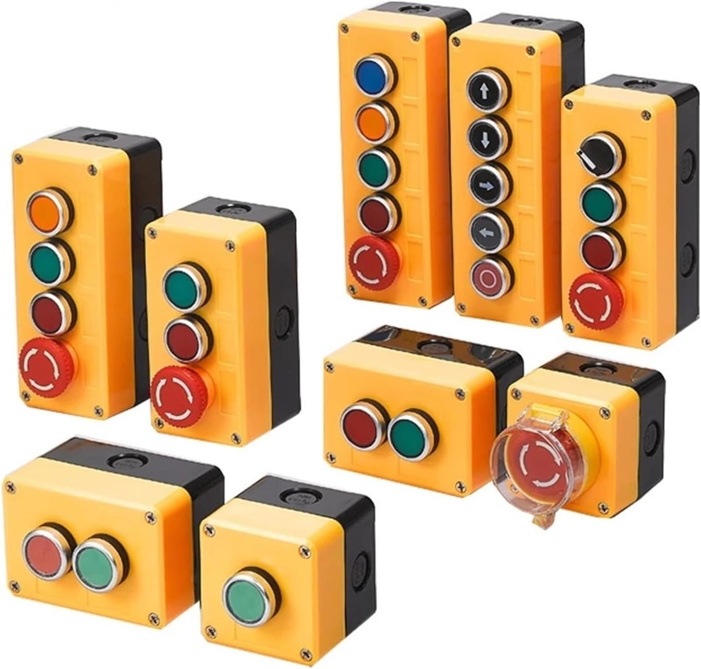 Button switch control box plastic hand-held self starting button box electrical industrial emergency stop LA38(Pink)