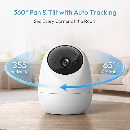 Miniatura 6 de Rraycom Paquete de 2 cámaras de seguridad 2K para interiores 5G/2.4 GHz Wi-Fi, monitor de bebé, cámara para mascotas/perros de 360 grados para
