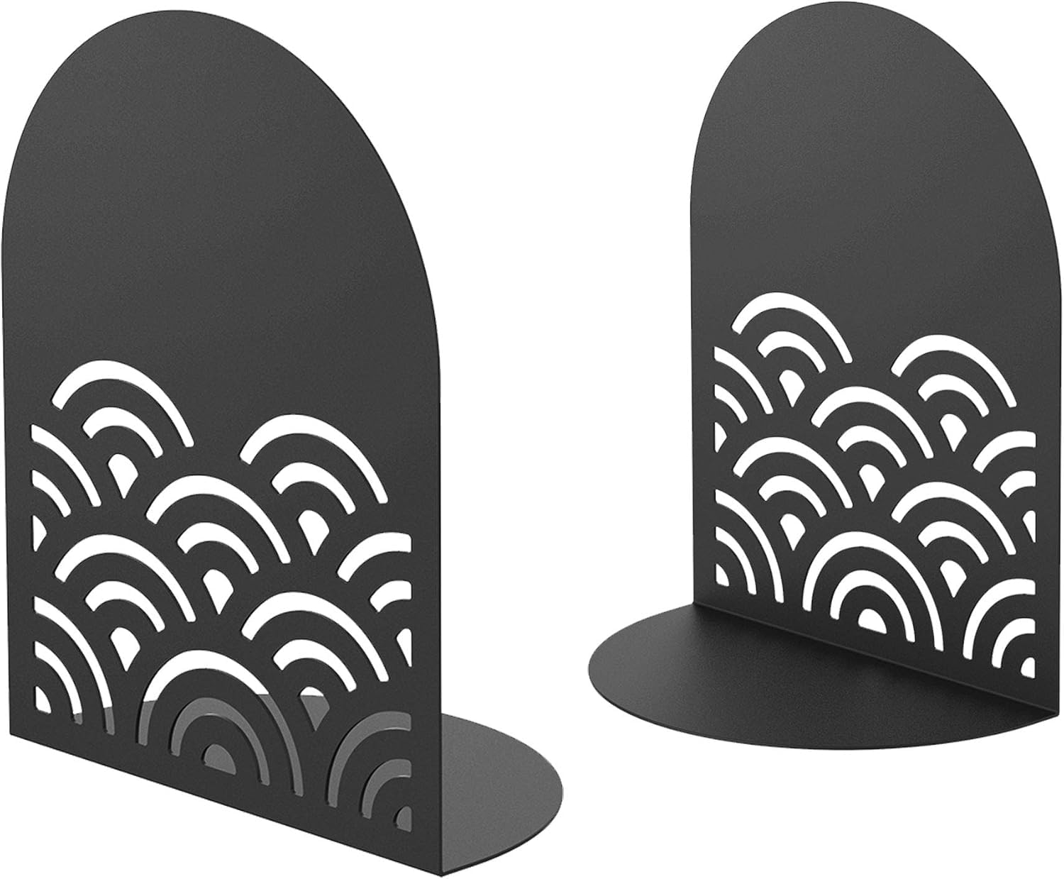GPNW Bookends Water Ripple L-Shaped Metal Bookends, Anti-Skid Desktop Book Stoppers, Bookshelf Book Holder, Student Study Book Storage Rack, Durable | 1 Pcs 4