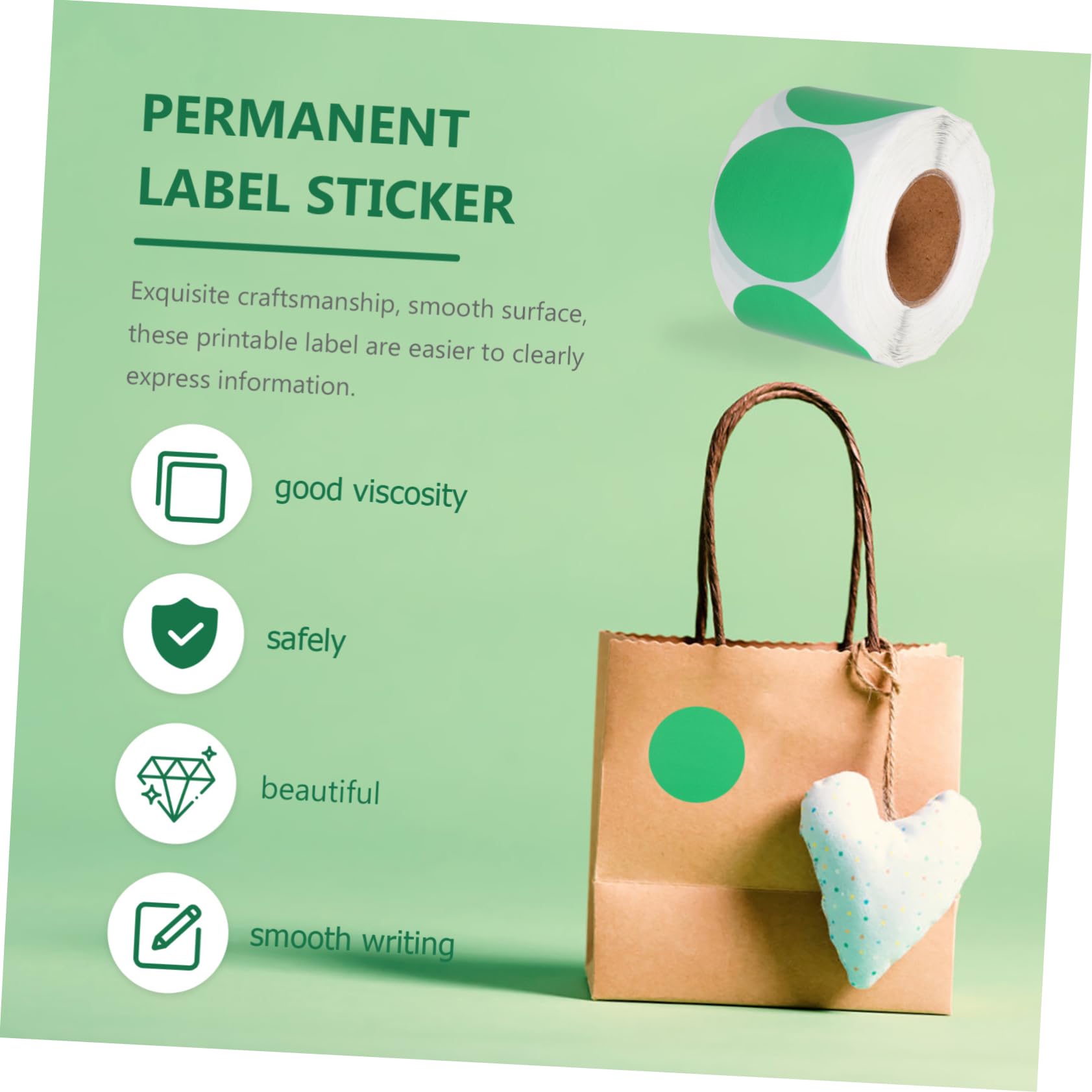 NUOBESTY 4 Rouleaux Autocollant Papier Pour Imprimante D'étiquettes Petites Étiquettes Thermiques Rondes Étiquette Collante Papier D'impression D'imprimante Étiquettes Vierges
