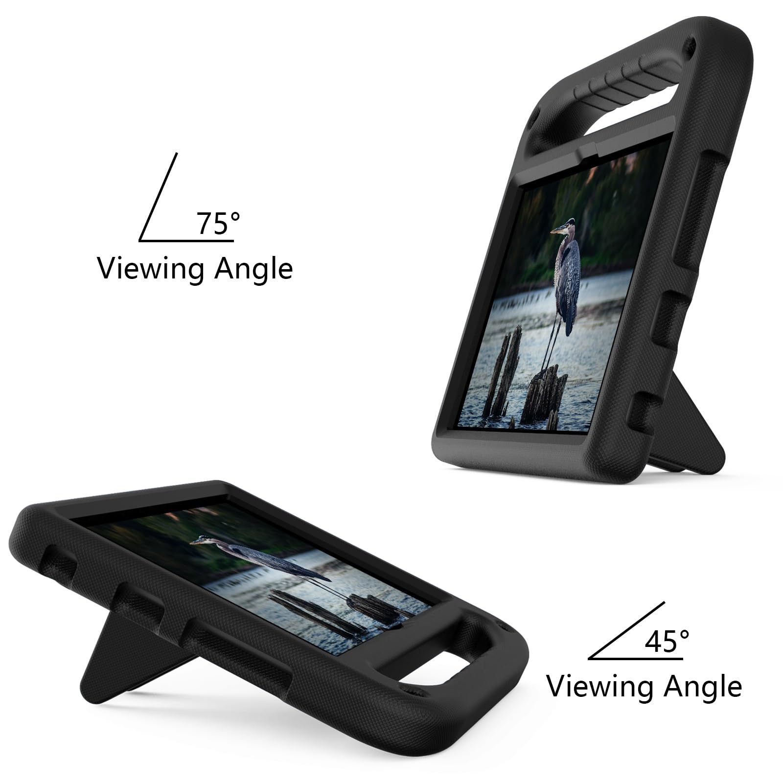 Etui na tablet Kompatybilny z Kindle Fire HD8/HD 8 Plus 2022 2020, amortyzujący wstrząsy, uchwytem, ​​EVA, ​​solidne etui na tablet dla dzieci, lekkie(Noir)