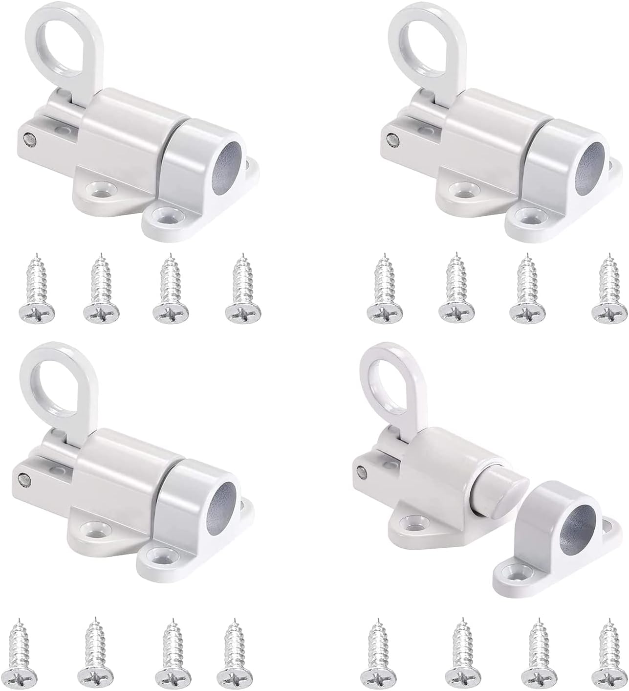 Set 4 Chiavistelli A Molla Acciaio Inox + Viti - Serratura Porte Per Interni/Esterni - Foto 4