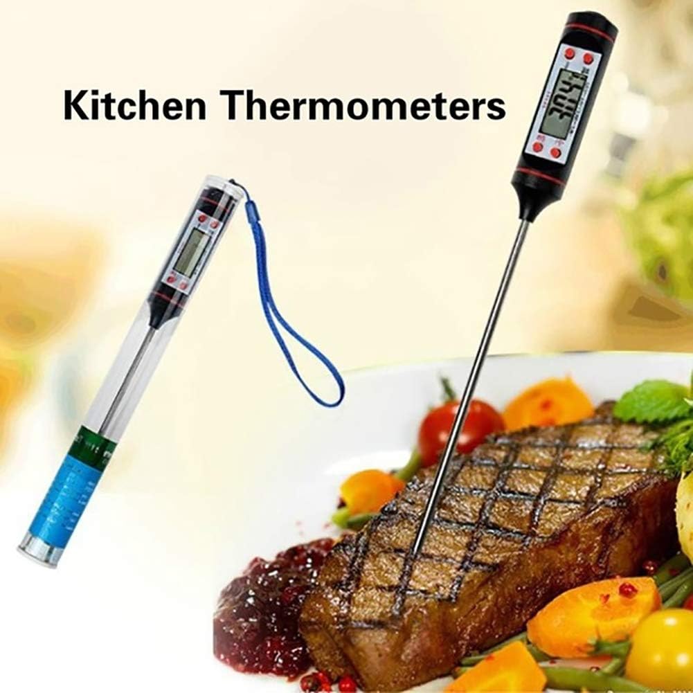 Black Meat Thermometer, Instant Read Digital Cooking Thermometer, Electronic Food Thermometer with Super Long Probe for Kitchen, Milk, Candy, Meat Thermometers and Timers ?BBQ and Grill